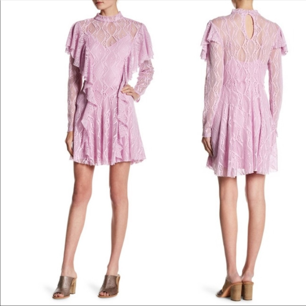 NWT Free People Wisteria Mock Neck Lace Dress